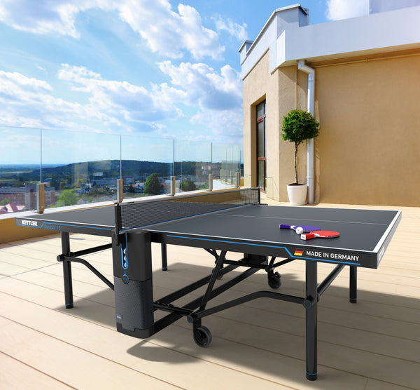 KETTLER Outdoor 15 Table Tennis Table 4-Player Bundle