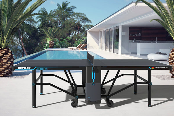 KETTLER Outdoor 15 Table Tennis Table 4-Player Bundle