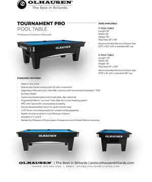 Olhausen Tournament Pro Pool Table sales flyer