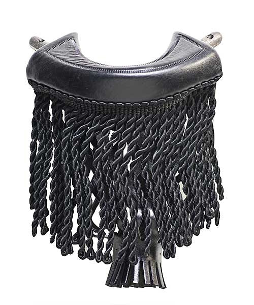 Leather Fringe Pocket in Black