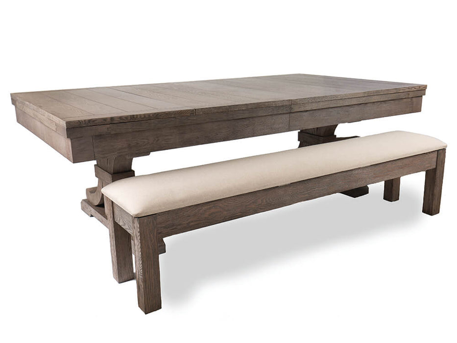 Carmel Weathered Oak Bench with Cream Linen Fabric