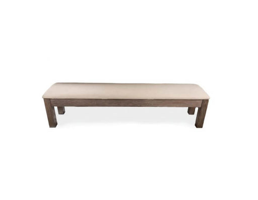 Carmel Weathered Oak Bench with Cream Linen Fabric